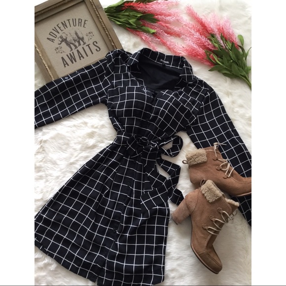 Express Dresses & Skirts - SOLD🚫Express Denali Grid Portofino Shirt Dress